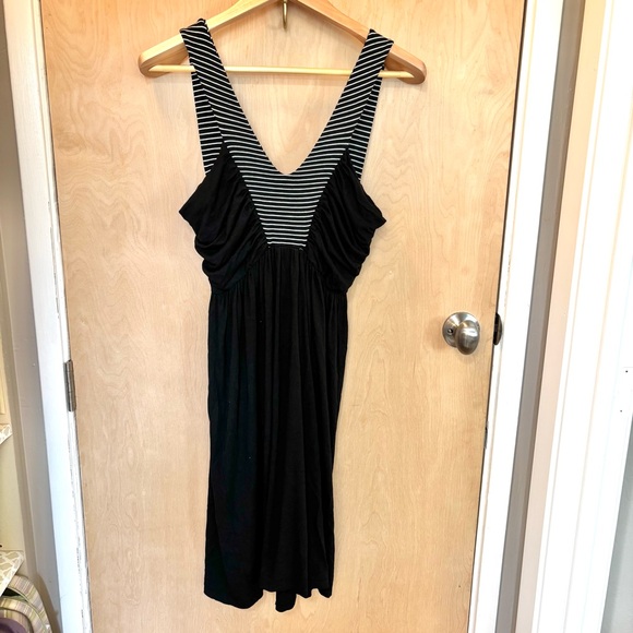 Anthropologie Only Hearts Black Dress Striped Back Made in USA Large Summer - Picture 3 of 8